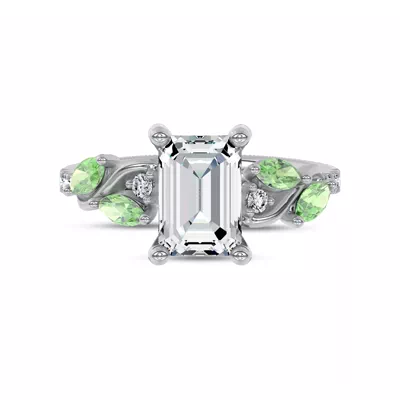 Hayden Curved Vine Tsavorite And Diamond Engagement Ring