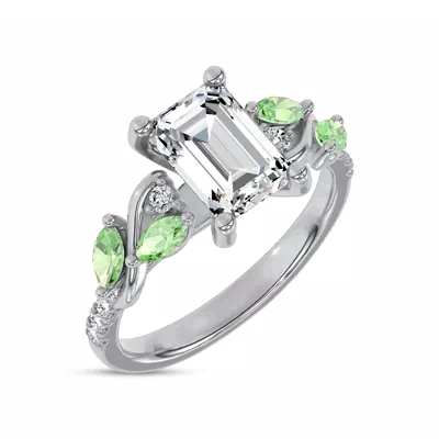 Hayden Curved Vine Tsavorite And Diamond Engagement Ring