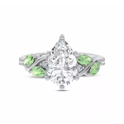 Hayden Curved Vine Tsavorite And Diamond Engagement Ring