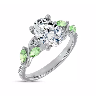 Hayden Curved Vine Tsavorite And Diamond Engagement Ring