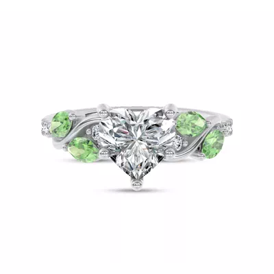 Hayden Curved Vine Tsavorite And Diamond Engagement Ring