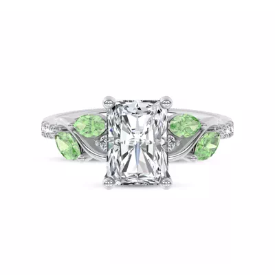 Hayden Curved Vine Tsavorite And Diamond Engagement Ring