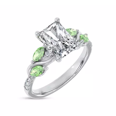 Hayden Curved Vine Tsavorite And Diamond Engagement Ring