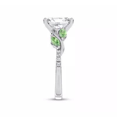 Hayden Curved Vine Tsavorite And Diamond Engagement Ring