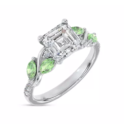 Hayden Curved Vine Tsavorite And Diamond Engagement Ring