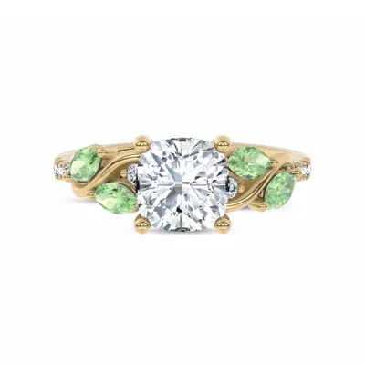 Hayden Curved Vine Tsavorite And Diamond Engagement Ring