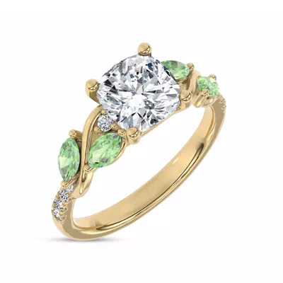 Hayden Curved Vine Tsavorite And Diamond Engagement Ring