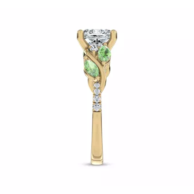 Hayden Curved Vine Tsavorite And Diamond Engagement Ring