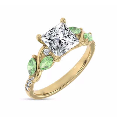 Hayden Curved Vine Tsavorite And Diamond Engagement Ring