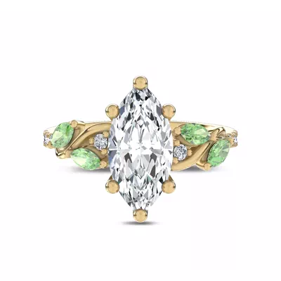 Hayden Curved Vine Tsavorite And Diamond Engagement Ring