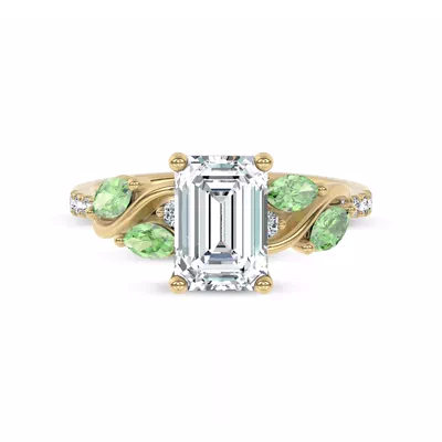 Hayden Curved Vine Tsavorite And Diamond Engagement Ring