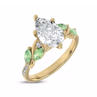 Hayden Curved Vine Tsavorite And Diamond Engagement Ring