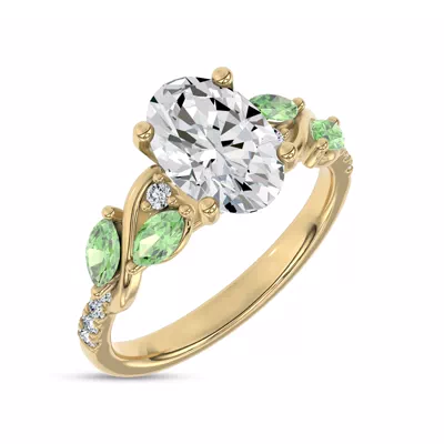 Hayden Curved Vine Tsavorite And Diamond Engagement Ring