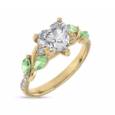 Hayden Curved Vine Tsavorite And Diamond Engagement Ring