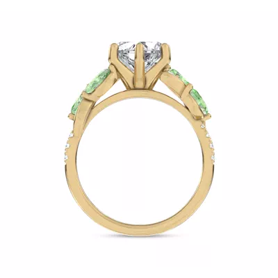 Hayden Curved Vine Tsavorite And Diamond Engagement Ring