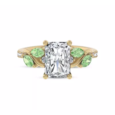 Hayden Curved Vine Tsavorite And Diamond Engagement Ring