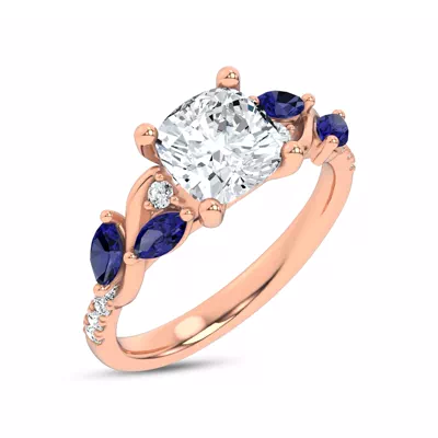 Hayden Curved Vine Sapphire And Lab Diamond Engagement Ring