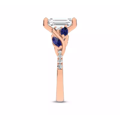 Hayden Curved Vine Sapphire And Lab Diamond Engagement Ring
