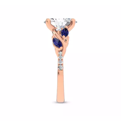Hayden Curved Vine Sapphire And Lab Diamond Engagement Ring