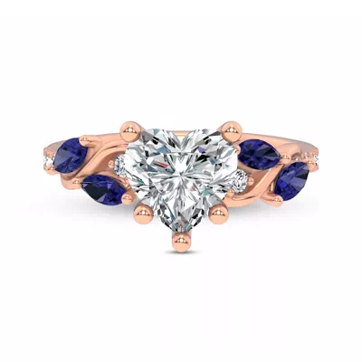 Hayden Curved Vine Sapphire And Lab Diamond Engagement Ring