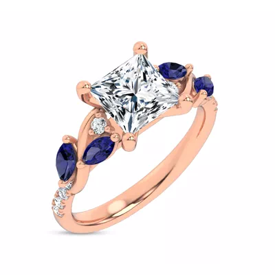 Hayden Curved Vine Sapphire And Diamond Engagement Ring