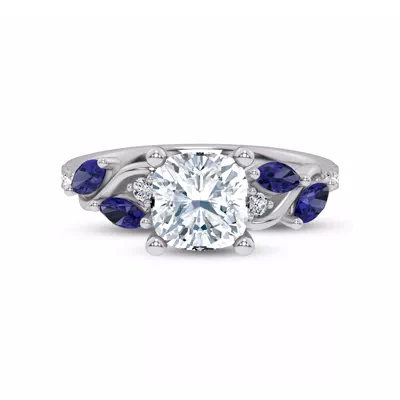 Hayden Curved Vine Sapphire And Lab Diamond Engagement Ring