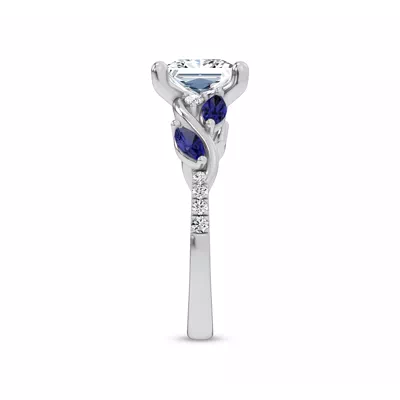 Hayden Curved Vine Sapphire And Lab Diamond Engagement Ring