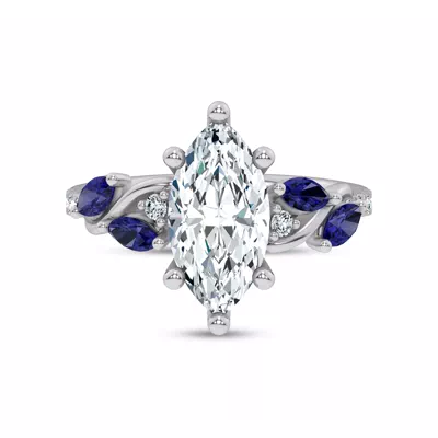 Hayden Curved Vine Sapphire And Lab Diamond Engagement Ring