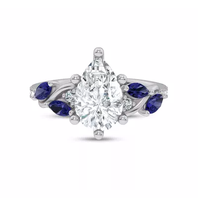Hayden Curved Vine Sapphire And Lab Diamond Engagement Ring