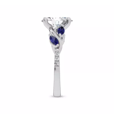 Hayden Curved Vine Sapphire And Lab Diamond Engagement Ring