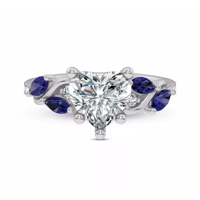 Hayden Curved Vine Sapphire And Lab Diamond Engagement Ring