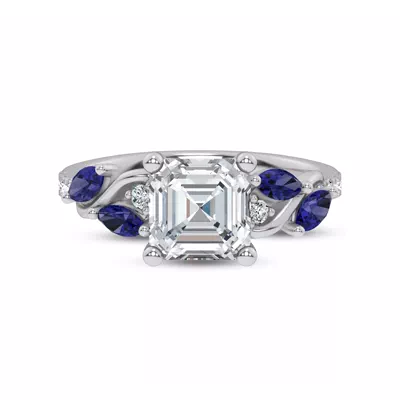 Hayden Curved Vine Sapphire And Lab Diamond Engagement Ring