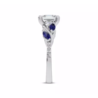 Hayden Curved Vine Sapphire And Lab Diamond Engagement Ring