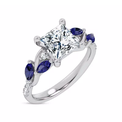 Hayden Curved Vine Sapphire And Diamond Engagement Ring