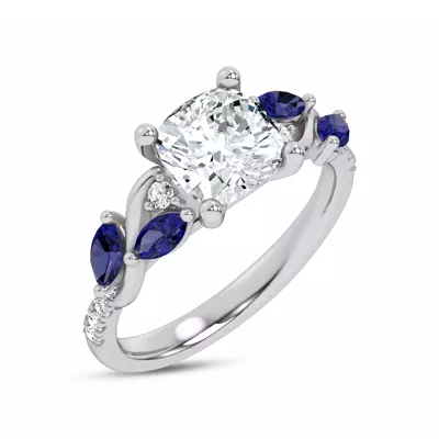 Hayden Curved Vine Sapphire And Lab Diamond Engagement Ring