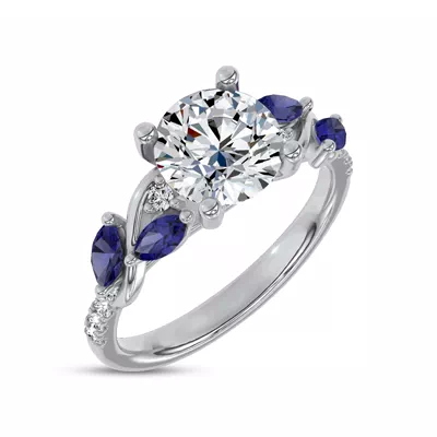 Hayden Curved Vine Sapphire And Lab Diamond Engagement Ring
