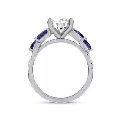 Hayden Curved Vine Sapphire And Lab Diamond Engagement Ring