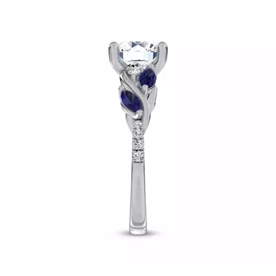 Hayden Curved Vine Sapphire And Lab Diamond Engagement Ring