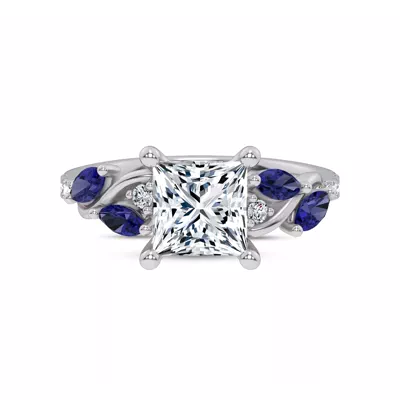 Hayden Curved Vine Sapphire And Lab Diamond Engagement Ring
