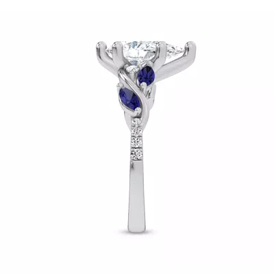 Hayden Curved Vine Sapphire And Lab Diamond Engagement Ring