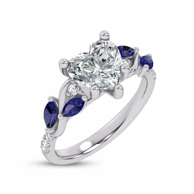 Hayden Curved Vine Sapphire And Diamond Engagement Ring