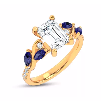 Hayden Curved Vine Sapphire And Lab Diamond Engagement Ring