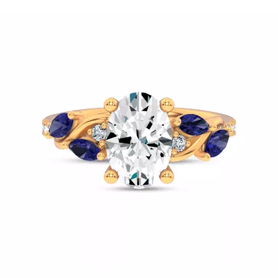Hayden Curved Vine Sapphire And Lab Diamond Engagement Ring