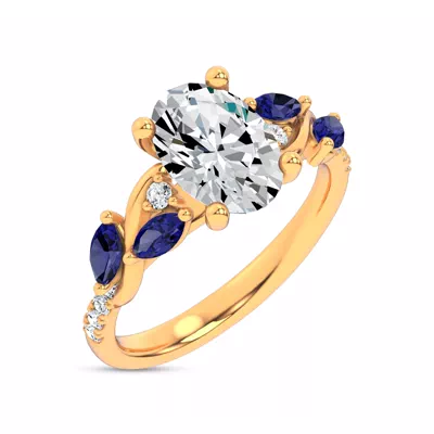 Hayden Curved Vine Sapphire And Lab Diamond Engagement Ring