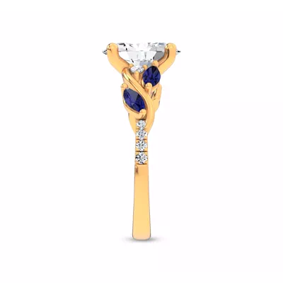 Hayden Curved Vine Sapphire And Lab Diamond Engagement Ring