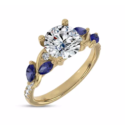 Hayden Curved Vine Sapphire And Diamond Engagement Ring