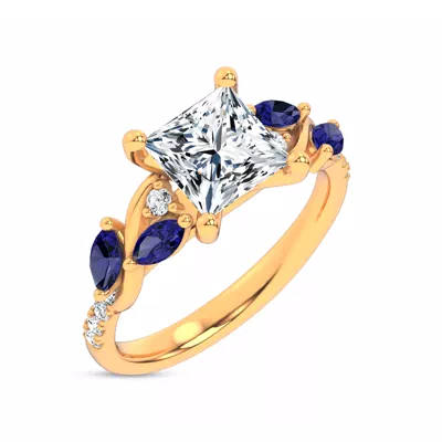 Hayden Curved Vine Sapphire And Diamond Engagement Ring