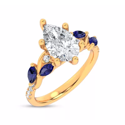 Hayden Curved Vine Sapphire And Diamond Engagement Ring