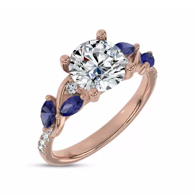 Hayden Curved Vine Sapphire And Lab Diamond Engagement Ring