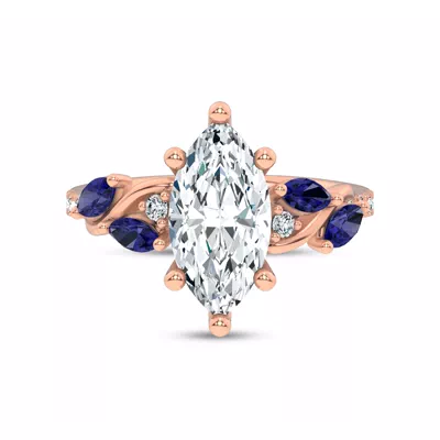 Hayden Curved Vine Sapphire And Lab Diamond Engagement Ring